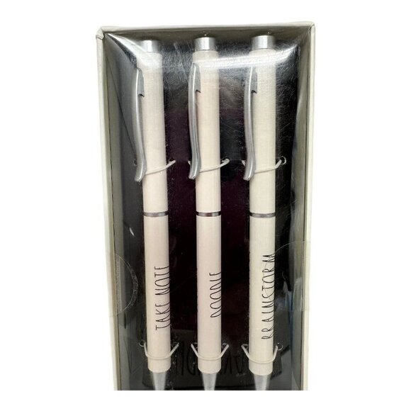 Rae Dunn 3 Ball Point Pen Set Black Ink Take Note Doodle Brainstorm Office Gift - Picture 7 of 7